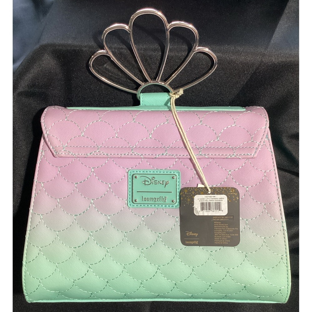 Loungefly Disney Little Mermaid Ombré Scales Shell Handle Crossbody Bag NEW - Picture 1 of 4